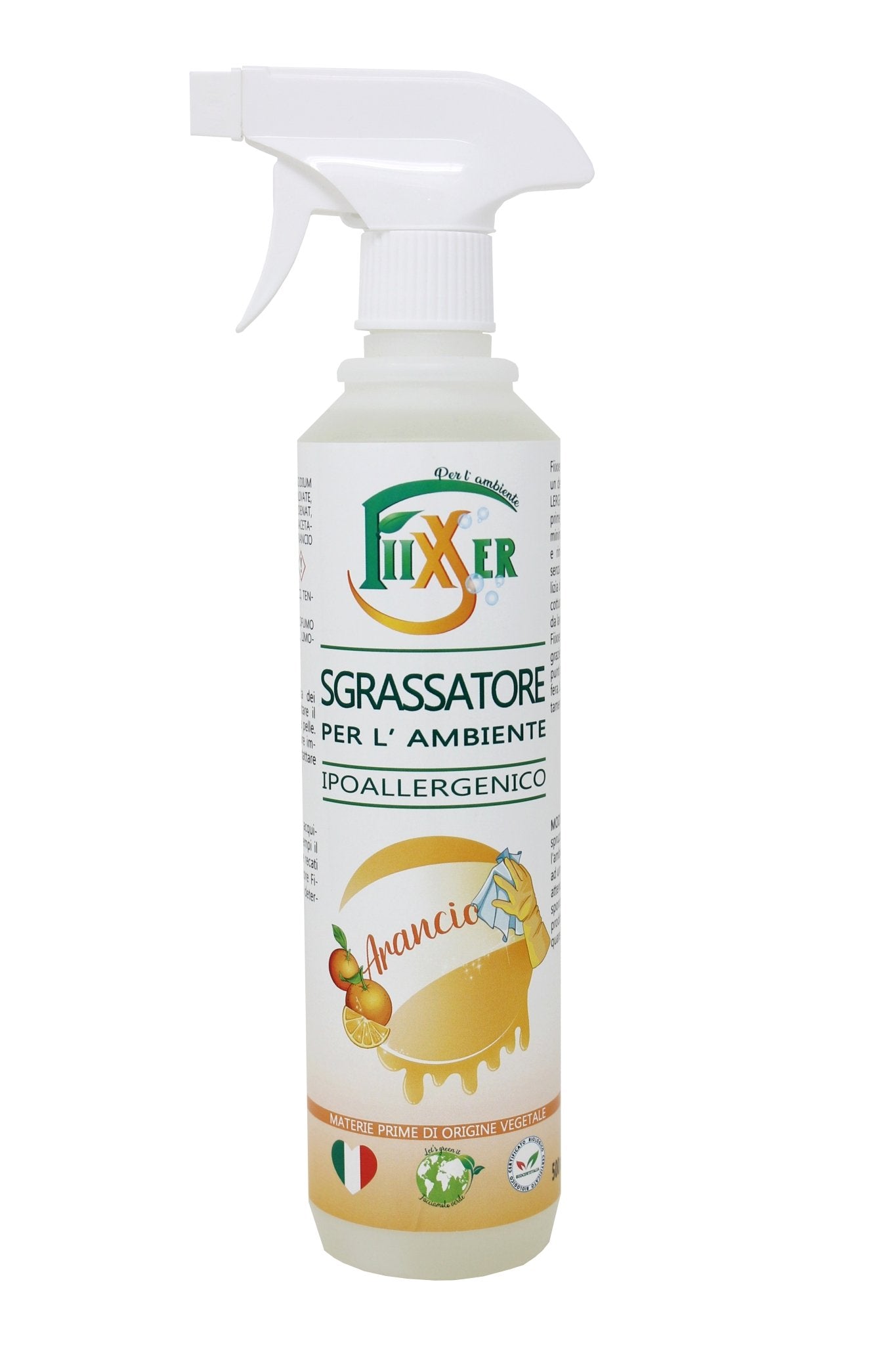 Sgrassatore arancio Fiixxer ecologico biologico ipoallergenico tutte le superfici cucina cappe forno strumenti lavoro hobby