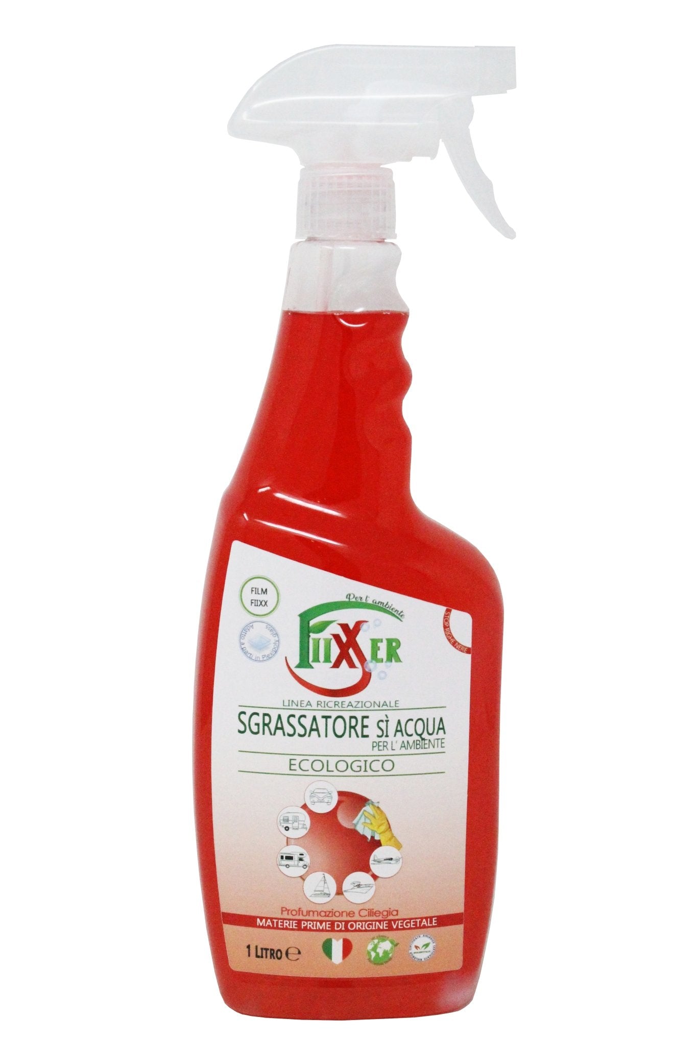 Sgrassatore si acqua ciliegia Fiixxer ecologico biologico elimina righe nere sporco tenace camper auto protegge lucida