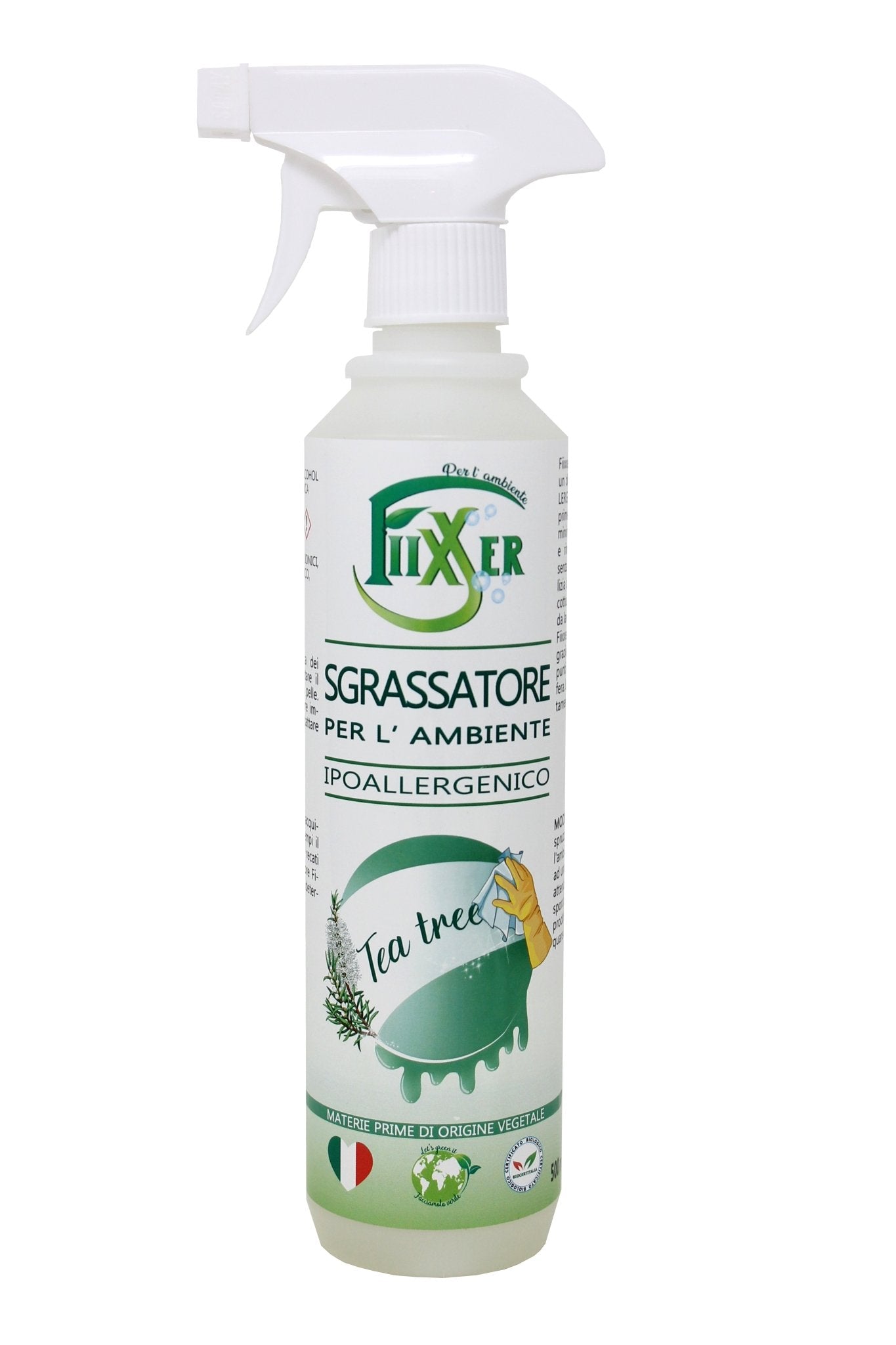 Sgrassatore tea tree Fiixxer ecologico biologico ipoallergenico tutte le superfici cucina cappe forno strumenti lavoro hobby