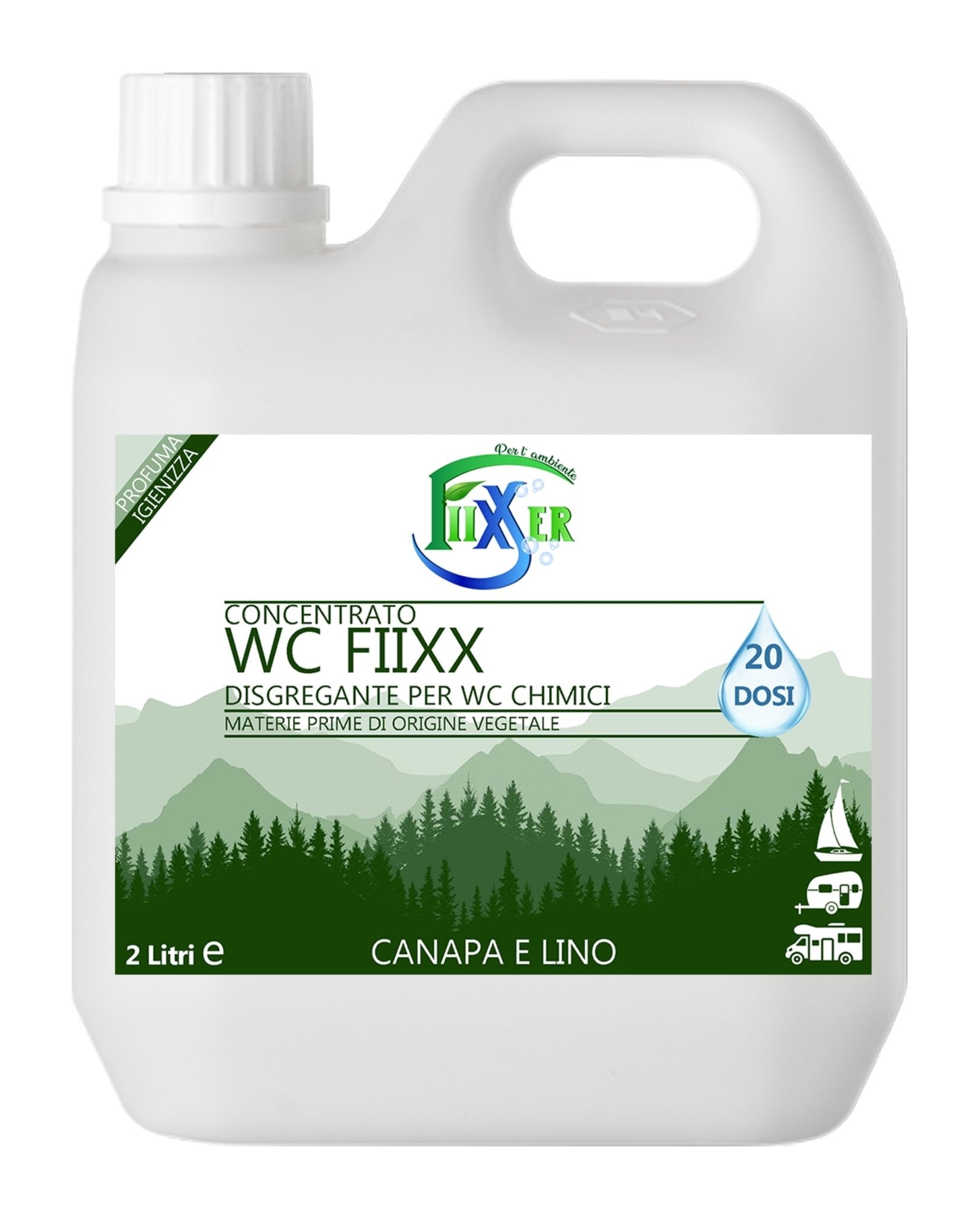 Wc Fiixx Canapa e Lino disgregante concentrato wc chimico 5 Litri 20 dosi - Fiixxer