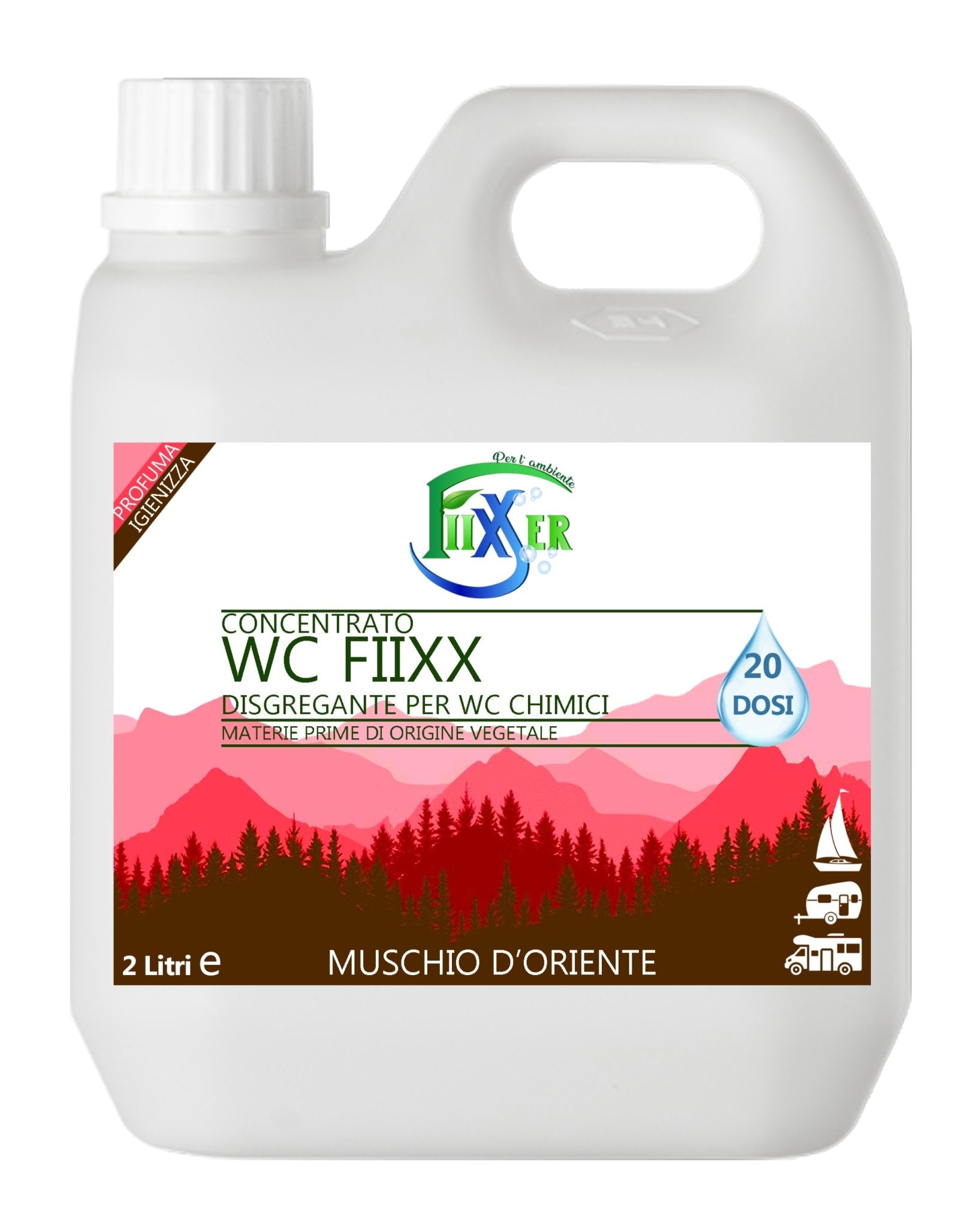 Wc Fiixx Muschio d'oriente disgregante concentrato wc chimico 5 Litri 20 dosi - Fiixxer