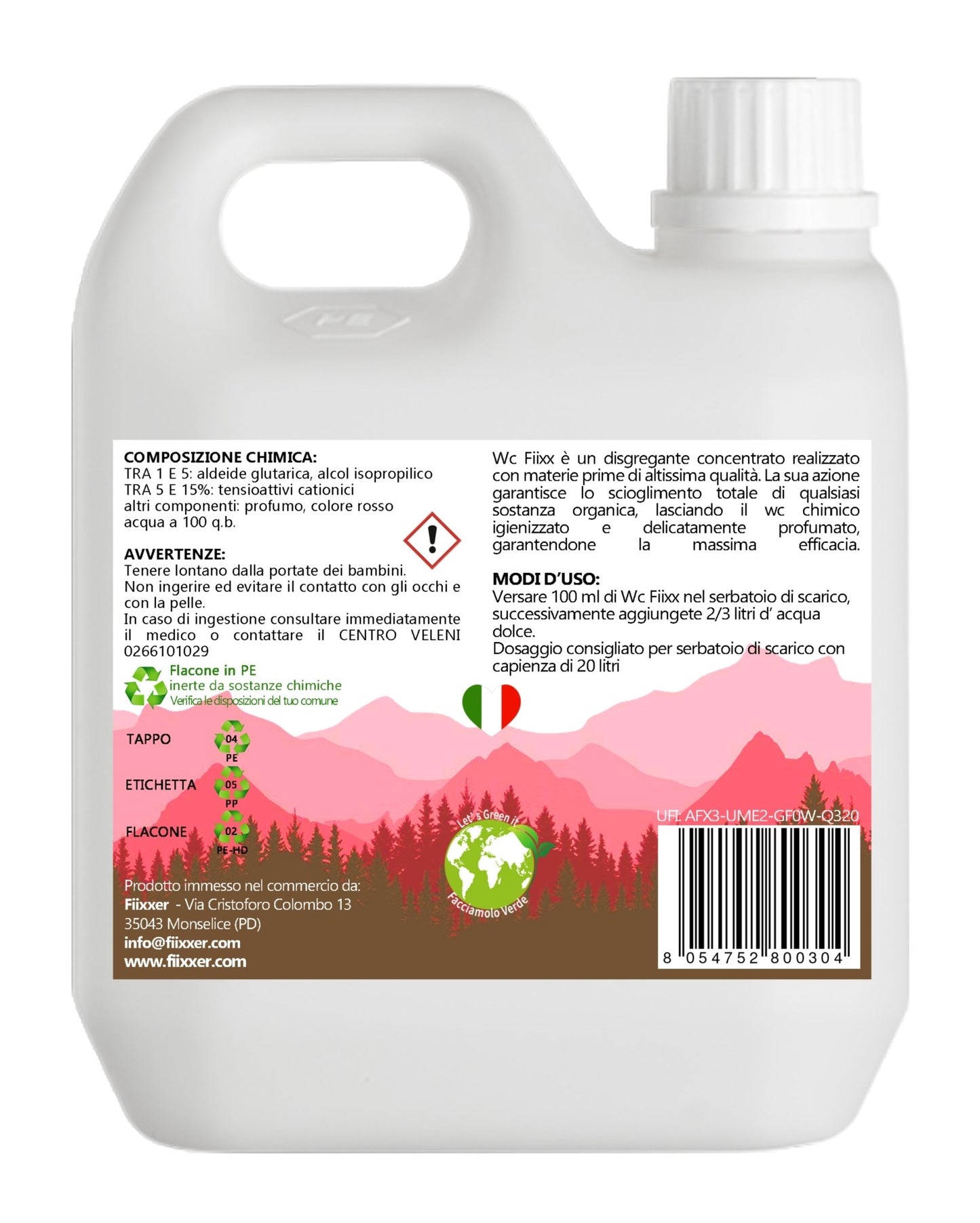 Wc Fiixx Muschio d'oriente disgregante concentrato wc chimico 5 Litri 20 dosi - Fiixxer